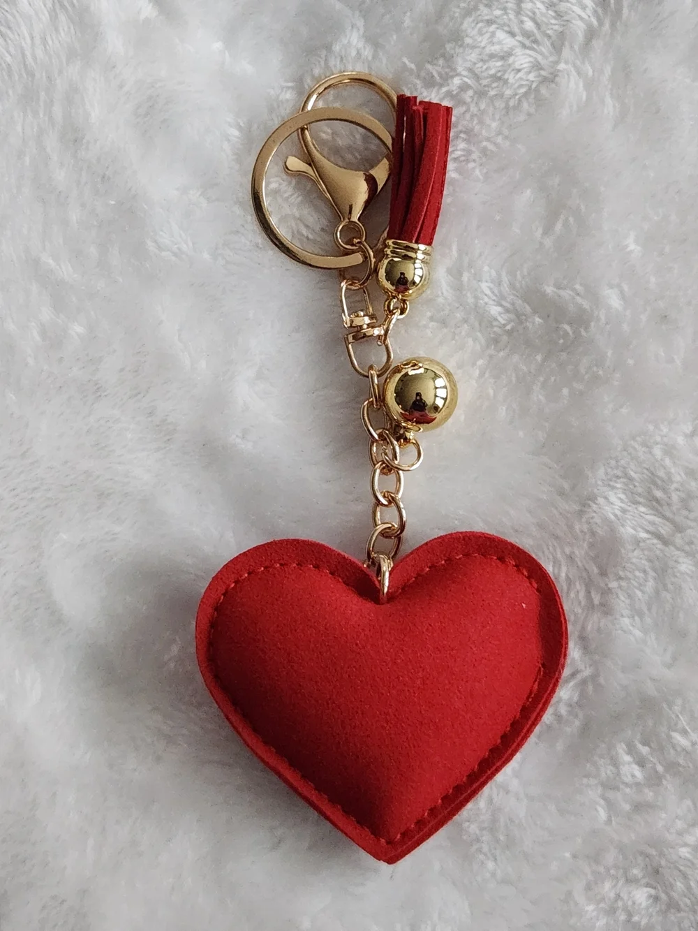 Red Heart Rhinestone Keychain Sparkling Bag Charm